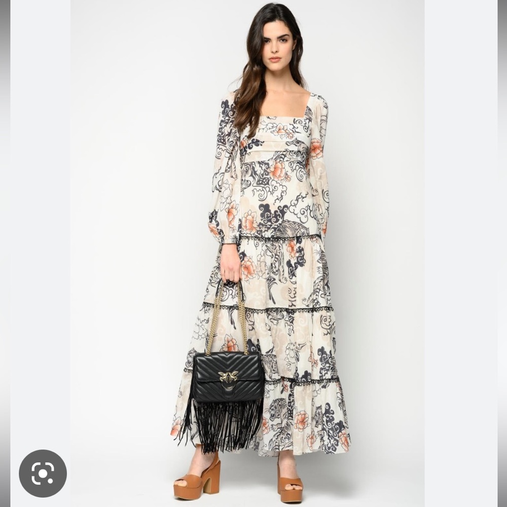PINKO  Tiger Floral Cotton Maxi Dress